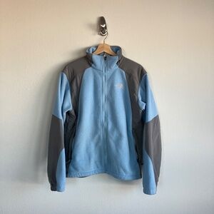 North Face Light Blue & Grey Women's Fleece Jacket  Size Large